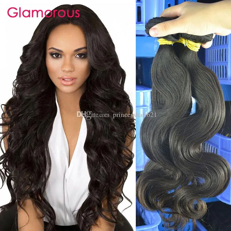 Glamoureuze haarproducten Body Wave Menselijk Haar Weave 3 Stuks Ruwe Onverwerkte Maagd Braziliaanse Indiase Maleisische Peruaanse Haarbundels 100g / PCs