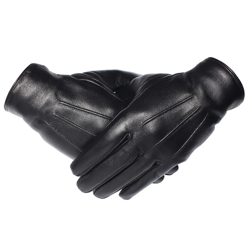 Gours Winter Gloves Men Genuine Leather Gloves Touch Screen Real Sheepskin Black Warm Driving Gloves Mittens New Arrival Gsm050 T190618