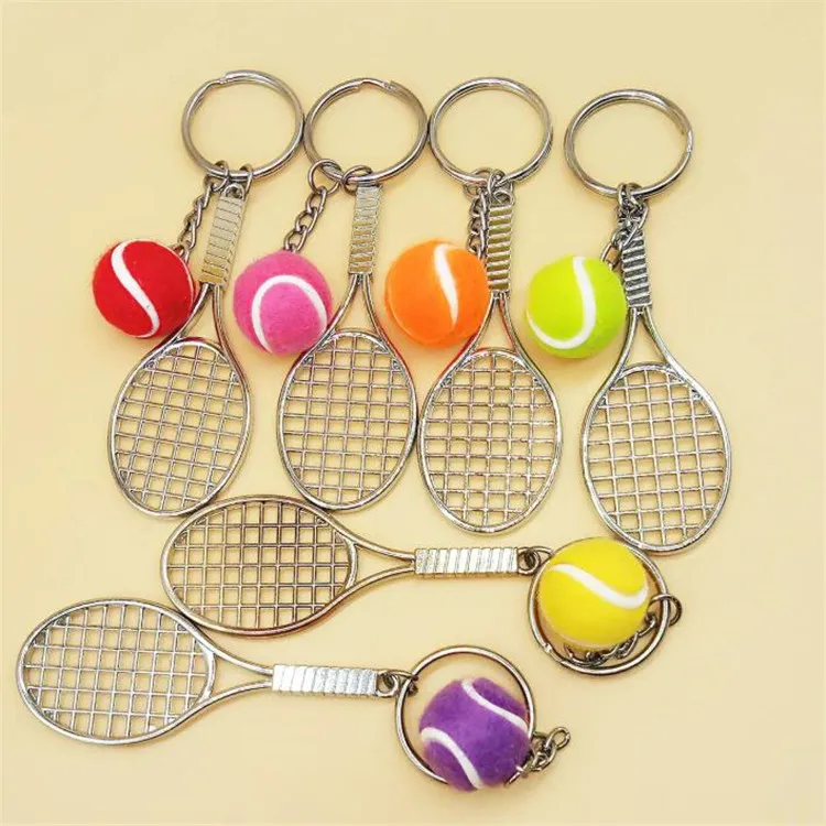 Mini tenis raketi anahtar toka çok renkli Tenis hayranları Anahtarlık çanta moda Kolye parti küçük hediyeler T9I00294