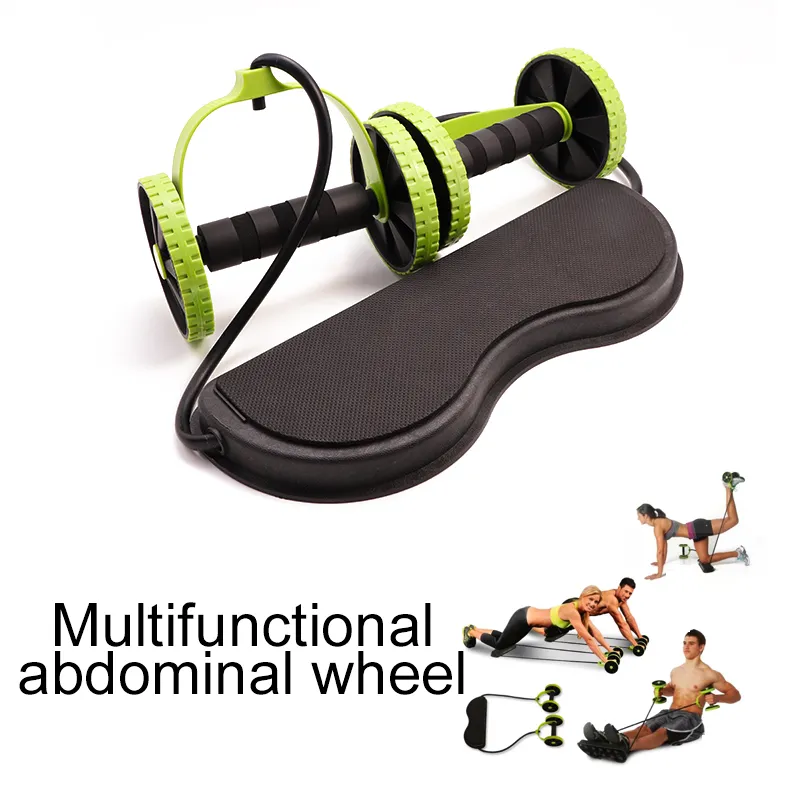 AB Wheels Roller Stretch Elastic Abdominal Resistance Pull Rope Tool Abdominal Muscle Waist Stomach Exercise Trainer