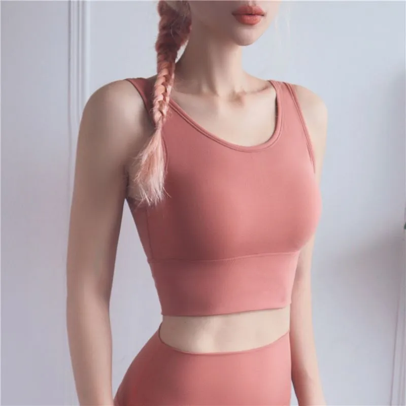 Female bra Workout Stretch Tank Women Top Yoga Padded Vest Sports Bra Tops Fitness Yoga Sports backless sports bra