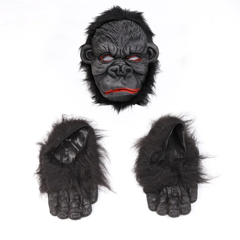 Halloween Scary Ape Horror Silicone Cosplay Mask Orangutan Foot Costume Party Supply