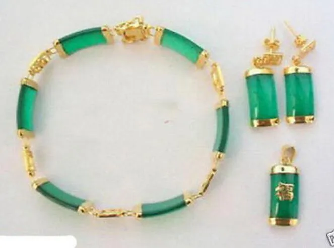Insieme verde degli orecchini del braccialetto della collana del pendente di SPEDIZIONE GRATUITA
