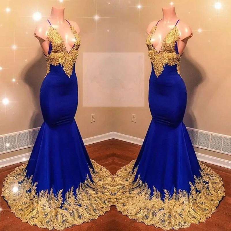 Gold Beaded Prom Dress with Royal Blue Tulle Skirt – loveangeldress