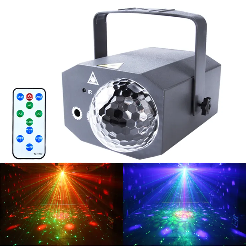 Laser stroboscopico controllato da palco a Led con motivo DJ KTV Proiettore Party Disco Magic Ball Light Telecomando Mini luce laser