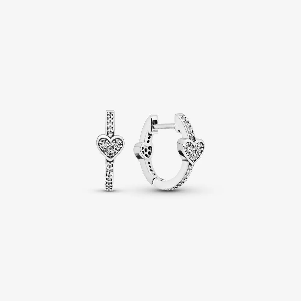 أصيلة 100 ٪ 925 Sterling Silver Pave Heart أقراط الأزياء أزياء النساء الإكسسوارات المجوهرات