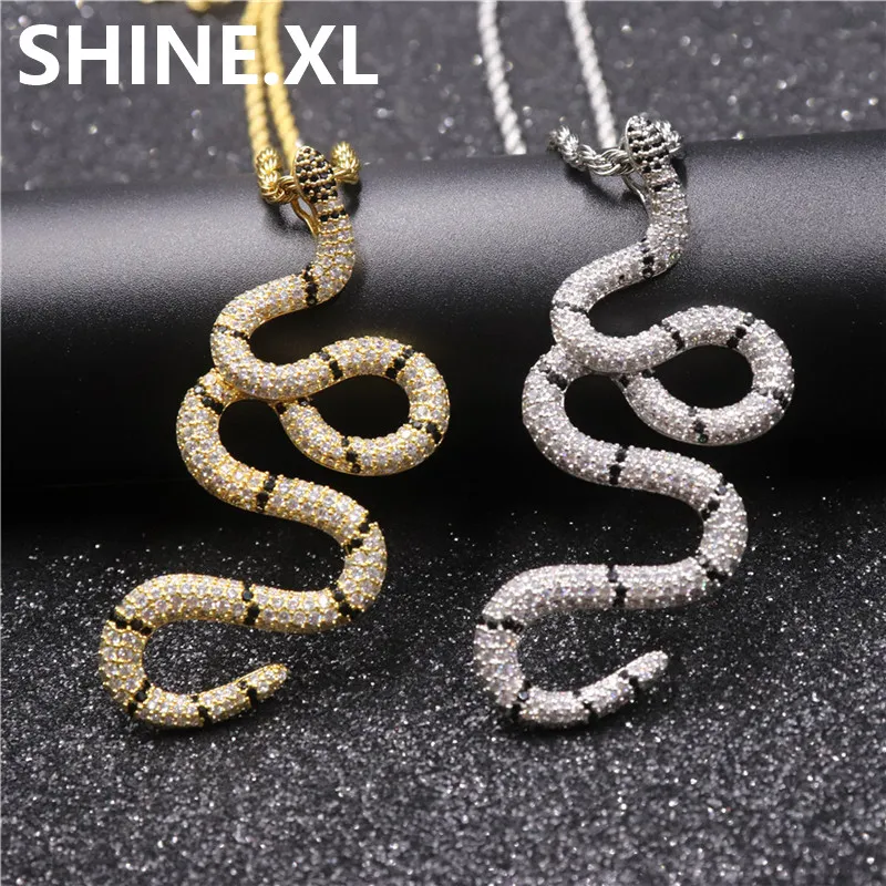 Iced Out Twisted Coral Snake Necklace Pendant Full Lab Diamond Gold Silver  Plated Mens Hip Hop Jewelry Gift From Livex516, $22.92