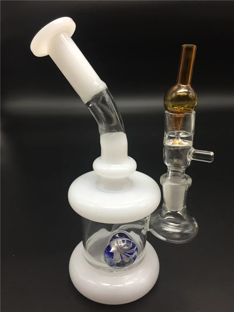 Bong en verre épais recycleur conduites d'eau 14mm joint femelle bécher en verre bongs huile Dab plates-formes avec clou bang et bouchon de carburateur