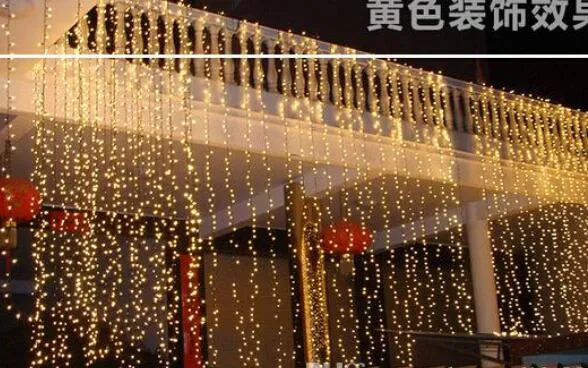 Açık 6 M X 2 M 384 LED Perde Icicle Peri Dize Işıkları, Düğün Parti Aile Patio Çimen Dekorasyon Işıkları için 8 Modu