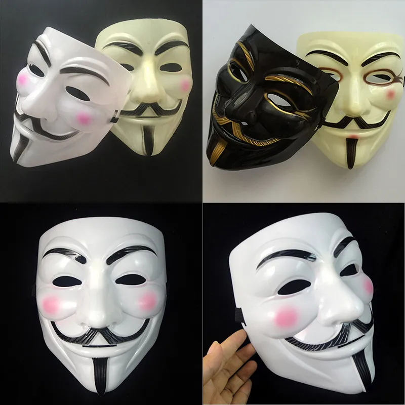 V Mask Masquerade Masks For Vendetta Anonymous Valentine Ball Party Decoration Full Face Halloween Scary Cosplay Party Mask Free DHL WX9-391