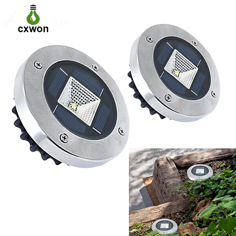 Solar Ground Lights IP65 Waterproof Security Warning Lighting Driveway Road Path outdoor Deck Light For Driveway Landscape Home