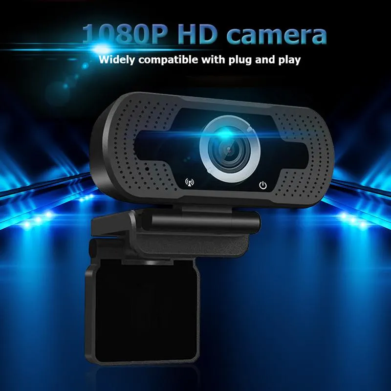 USB HD 1080P كاميرا ويب لجهاز الكمبيوتر المحمول 2MP كاميرا الفيديو الراقية كاميرات الويب مع ميكروفون الحد من الضوضاء مع مربع التجزئة