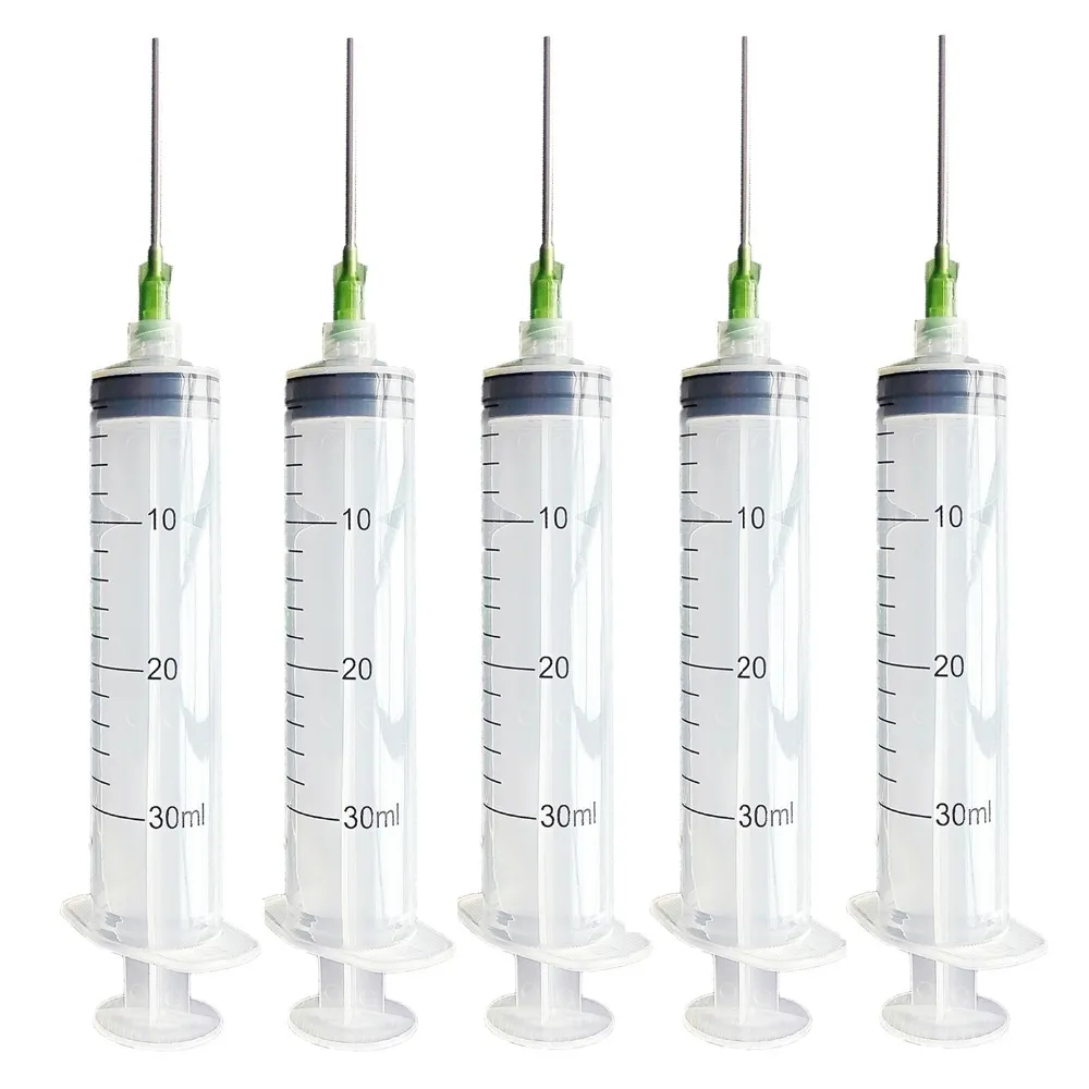 30ml Wegwerfkunststoffspritze mit Nadel für Labor- und Multiple-Eingabes-Injektionswerkzeug, 1,5 Zoll 14g stumpfe Spitzendadnadeln mit Luer-Lock