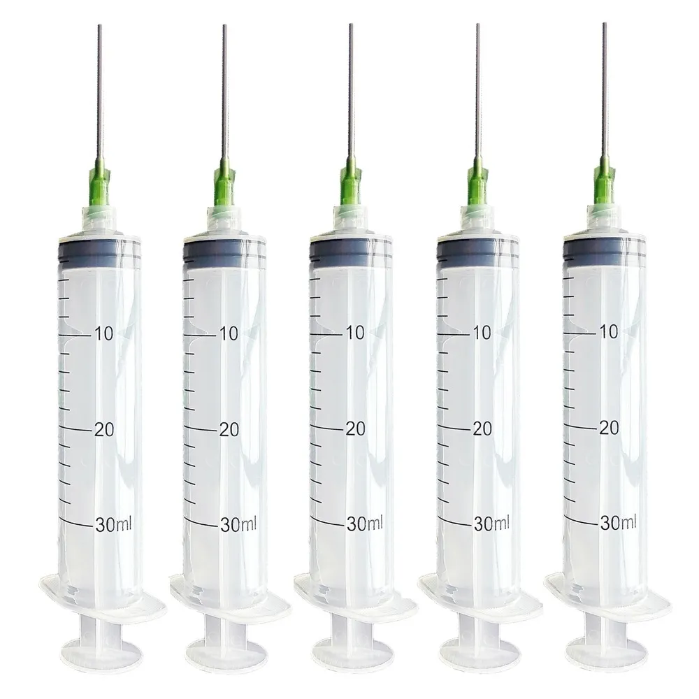 30ml Disposable Plastic Syringe with Needle for Lab and Multiple Uses injection Tool,1.5inch 14G Blunt Tip Dispensing Needle with luer lock