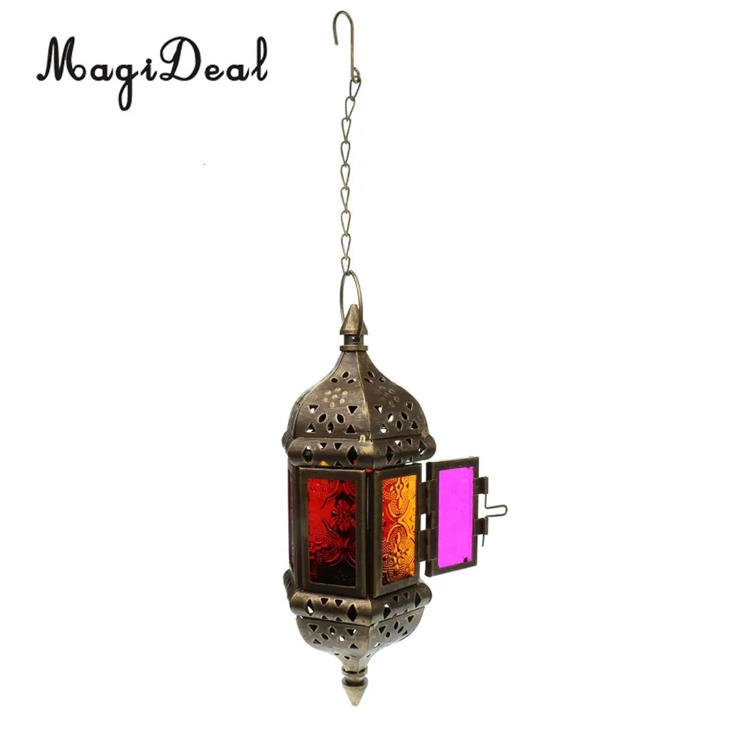 3x Moroccan Style Metal Candle Lantern Candleholder Tealight Holder for Wedding Home Decor Bronze 