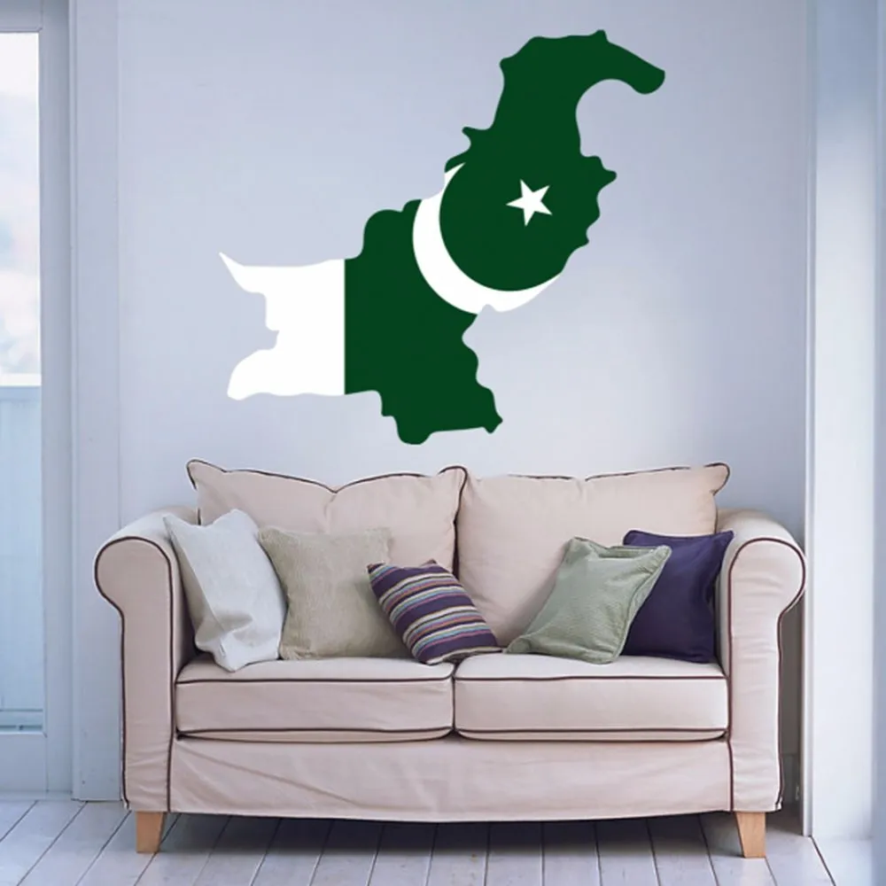 Pakistani Flag Map Of Pakistan Wall Vinyl Sticker Custom Home