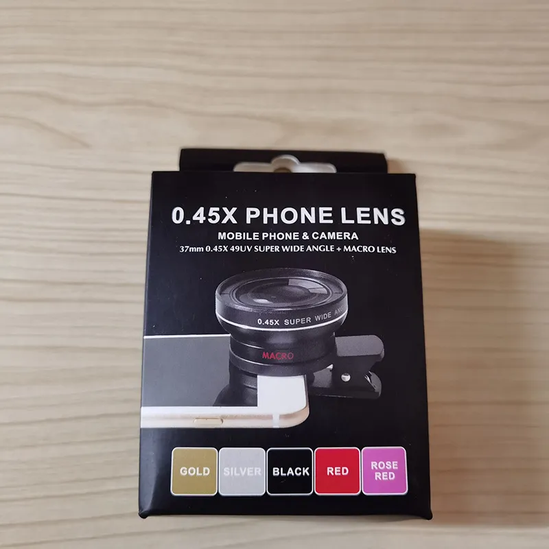 0,45x Universal vidvinkel Fisheye Lens Macro Large Lens 2-i-1 mobiltelefon utan vinjettering