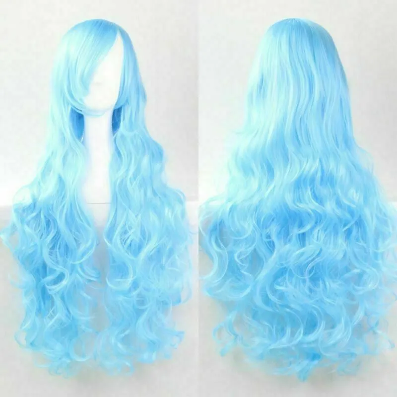 Size: adjustable synthetic wigs Select color and style Women Lady Anime Long Curly Wavy Hair Party Cosplay Halloween Full Wig Gift Top