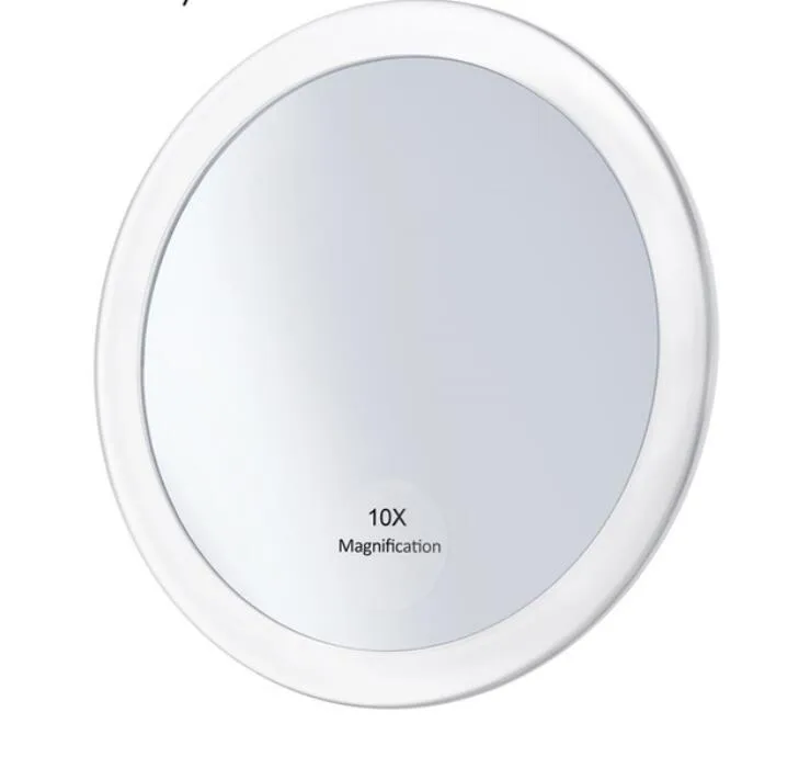 Miroir de maquillage grossissant 10x avec 3 ventouses, miroir cosmétique de poche, grossissement Compact
