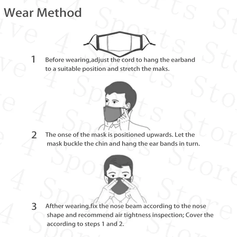 Fashion Outdoor Mouth Mask With PM2.5 Filters Custom Printing Washable Dust-Proof Breathable Mouth Cover Mask Insert Face Mouth Masks