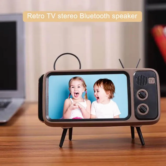 Retro TV Estéreo Bluetooth Speaker com suporte do telefone móvel Suporte USB cartão TF player TV stand subwoofer sem fio do quadro da foto Suporte PTH800