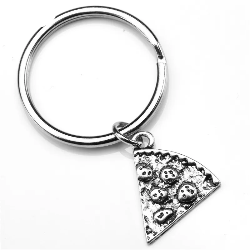 Ayliss Nowy Wysokiej Jakości Antique Srebrzyste Kolor Metal Pizza Plasterek Wisiorek Przyjaźń Keychain