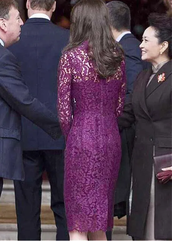 Kate Middleton Wearing Purple Lace Dress