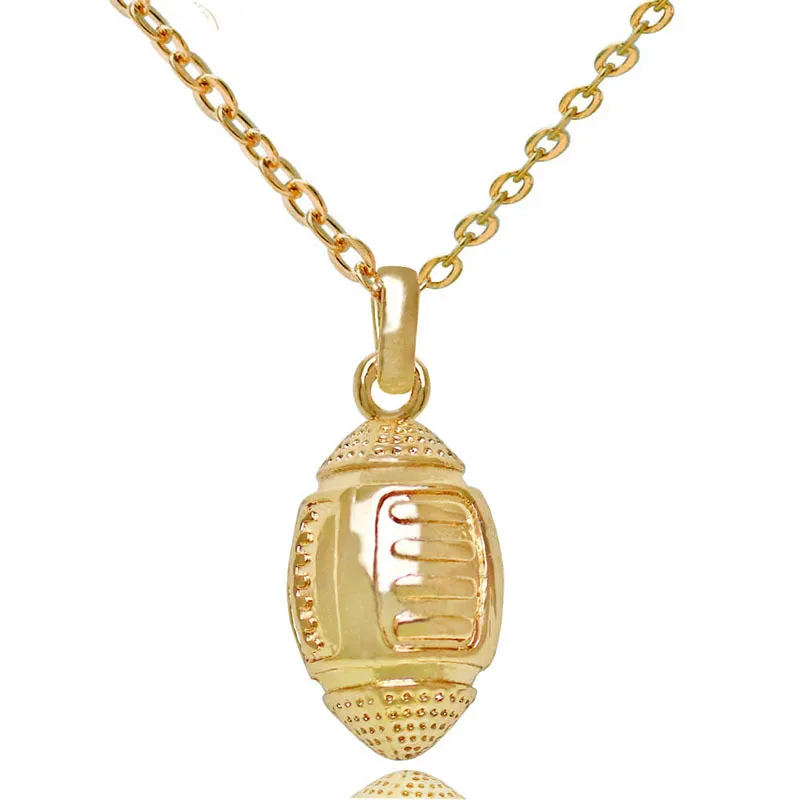 18K Gold American Football Sports Necklaces For Women Rugby shape Pendant chains Fashion Lovers Jewelry Gift