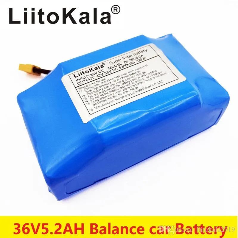 18650 LiitoKala 36V 5.2Ah 5200mah pacco batteria al litio autobilanciante per scooter elettrico a 2 ruote ad alto scarico per autobilanciamento Adatto a 6,5"