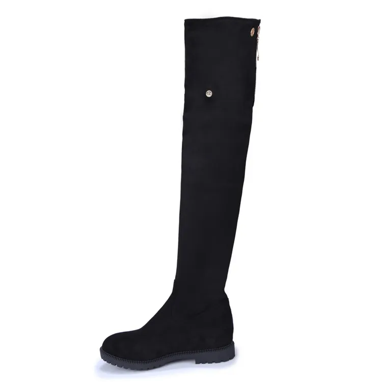 Hot Sale-Botas Mujer stor storlek 34-43 Varumärkesdesign patch färg över knä stövlar tjocka enda plattform smal lång vinter höst x61-6