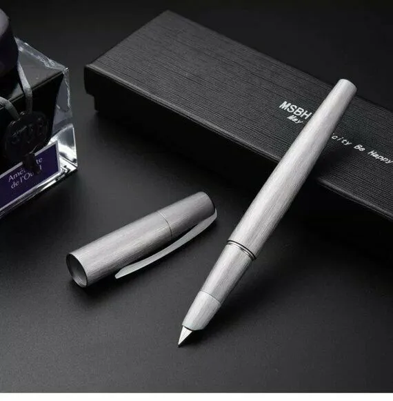 MSBH2000-1 FONTAINE FINE FINE NIB Convertisseur stylo argent brushd aluminium