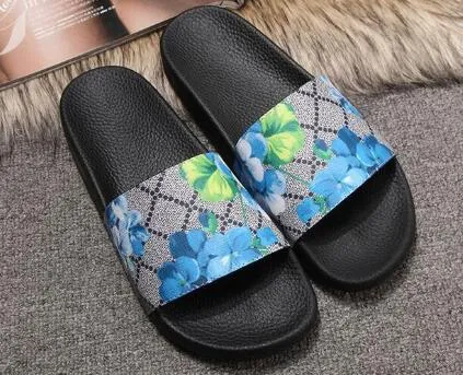 Top Designer Man Woman Shoes Luxury Slide Summer Fashion Wide Flat Slippery Sandals Slipper Flip Flop size 35-45 flower box
