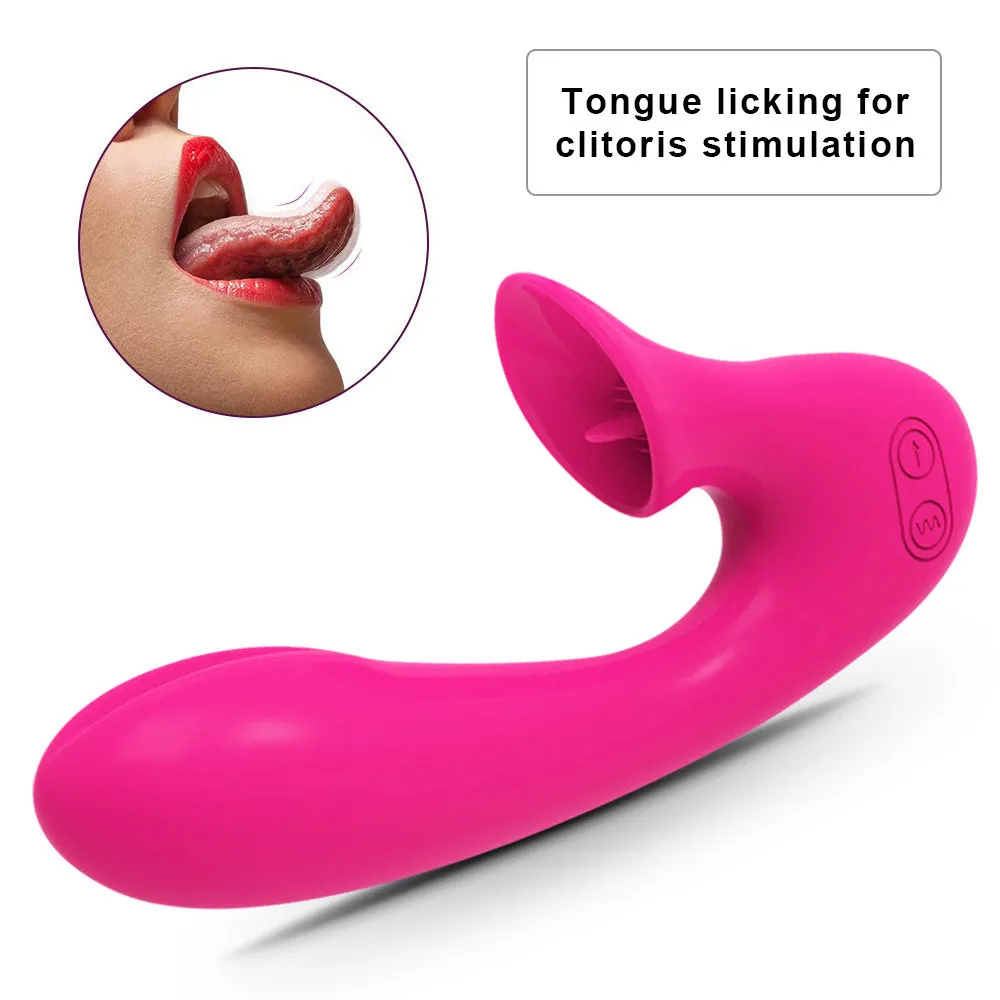 Vibrador de punto G con lengua estimulador de clítoris consolador recargable vibrador impermeable juguete sexual de silicona para mujeres pareja Y191220
