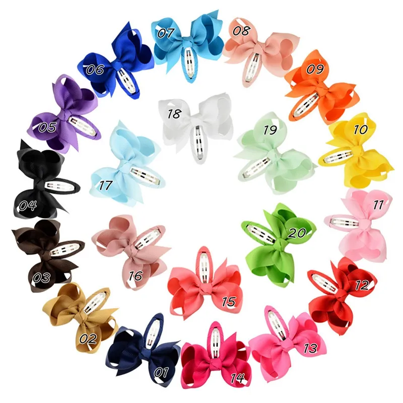 20 color Bow barrettes children girls hairclip Solid Colors BB hairpin fashion hair accessories for kids