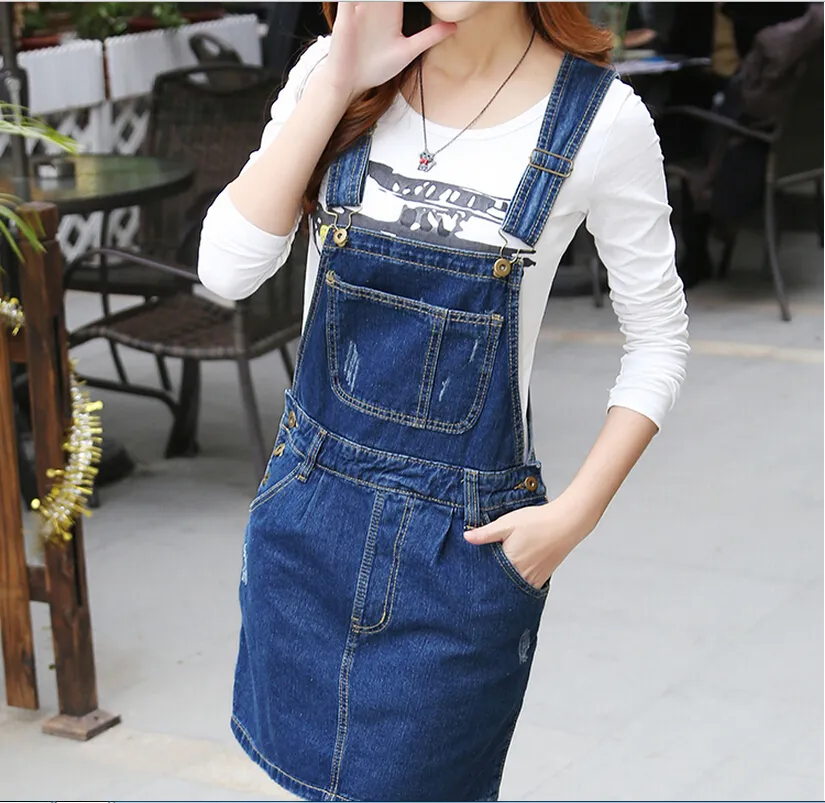 韓国のストラップジーンズドレスMore Girl Denim Sun Dresses 2017シンプルなデニムドレスブランドデザイナー女性プレッピースタイルプラスサイズのクラブ20