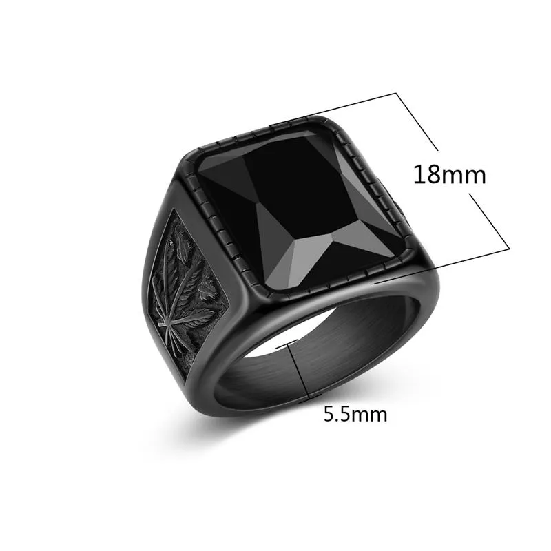 Trendy Men Square Black Red Stone Ring Titanium Steel Retro Signet Ring Rock Punk Male Jewelry Accessories Boyfriend Gift4226001