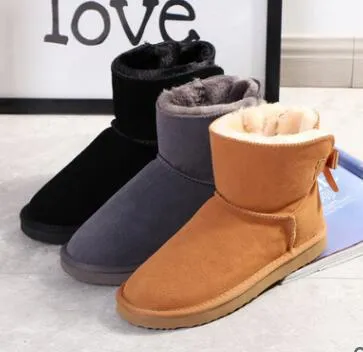 DORP SHIPPING New Women Snow Boots Style Waterproof Cow Suede Leather Winter Lady Outdoor Boots Brand Ivg Size US3-13