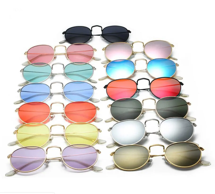 Klassische runde Sonnenbrille Herren Designer Brillen Metall Rahmen Sonnenbrillen Frauen Outdoor Spiegel UV400 Sonnenbrille mit F￤llen f￼r Unisex