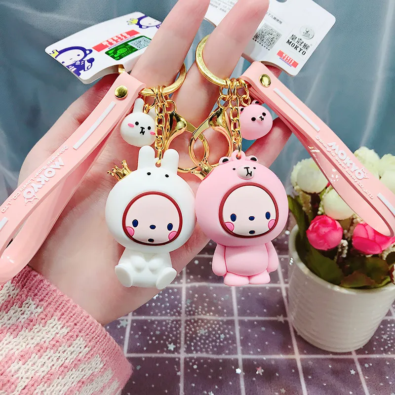 2019 New Crown Monkey Chain Key Chain Cute Kew Tornychain Girl Girl Bag Borse Pendant Embellishing Keychain Girls Fashion 4567