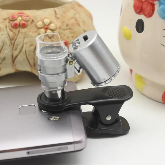 High-Definition-60-fach lichtdichte LED-Lampe Universal-Universal-Handy-Klemme Mikroskop-Lichtquelle professionelle Lupe