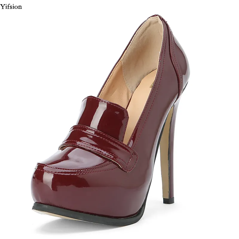 Wholesale Elegant Platform Pumps Sexy Red High Heel Shoes In Wine