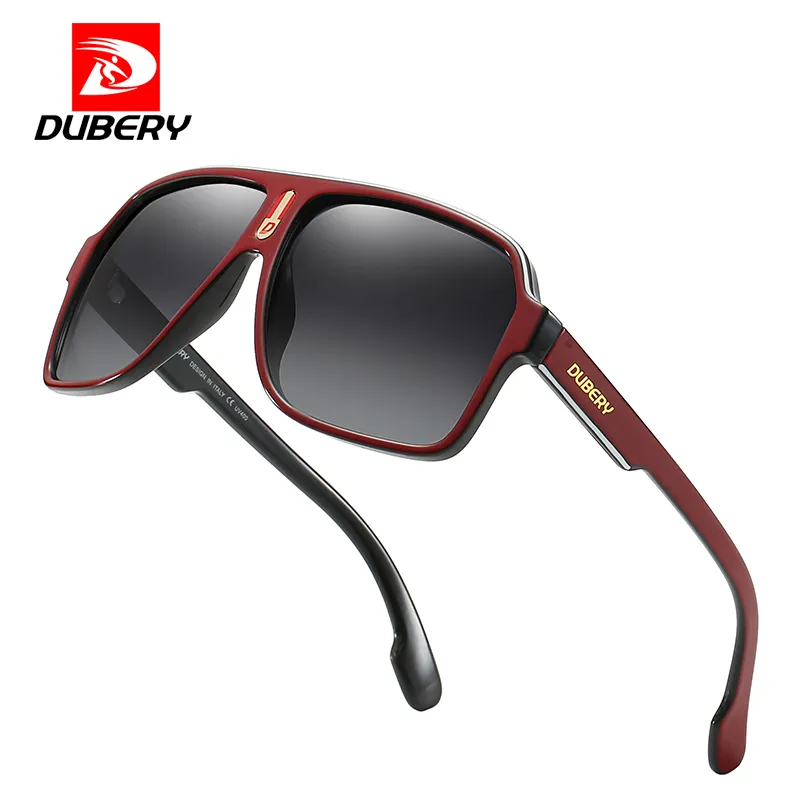 DUBERY Vintage lunettes de soleil polarisées hommes lunettes de soleil pour hommes conduite noir carré mâle miroir Oculos UV400