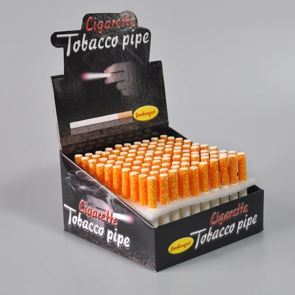 세라믹 타자 연기 파이프 흡연 액세서리 노란색 필터 컬러 100pcs/box 담배 모양 담배 파이프