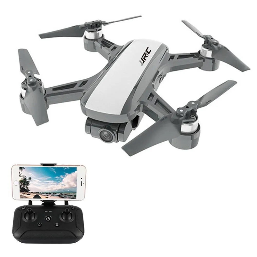 JJRC X9 Heron GPS 5G WiFi FPV Brushless RC Drone med 1080p HD Camera 2 -Axis Gimbal RTF White - Två batterier med väska