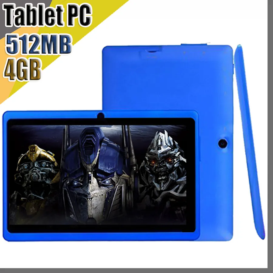 838D Tanie 2020 Tabletki WIFI 7 cali 512 MB RAM 4GB ROM ALLWINner A33 Quad Core android 4.4 Pojemnościowy Tablet PC Dual Camera Facebook Q88 A-7PB