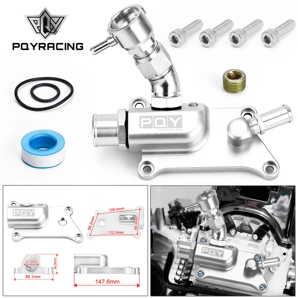 PQY di alta qualità Auto Auto Upper Refrigerato Alloggiamento Dritto con COLLEGAMENTO DEL TERMOSTO DEL RIETUTORE Copertura del tappo del radiatore per K24 K20Z3 PQY-IMK09S