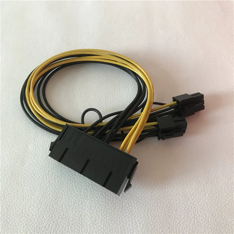 PC PSU ATX 24-pin female to dual PCI-E 6-pin male converter adapter GPU power cable cord 18AWG 30cm jumper starter