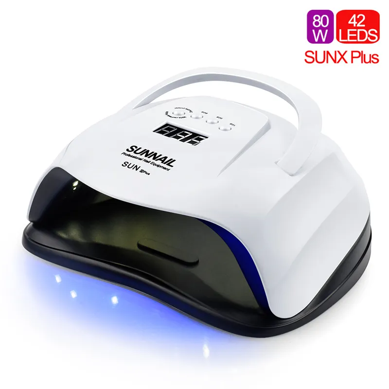 SUN X PLUS 80W Nail Dryer UV LED Lampada per unghie Dual power 42LEDs per smalto gel Lampada per polimerizzazione Manicure Nail Dryer consegna gratuita