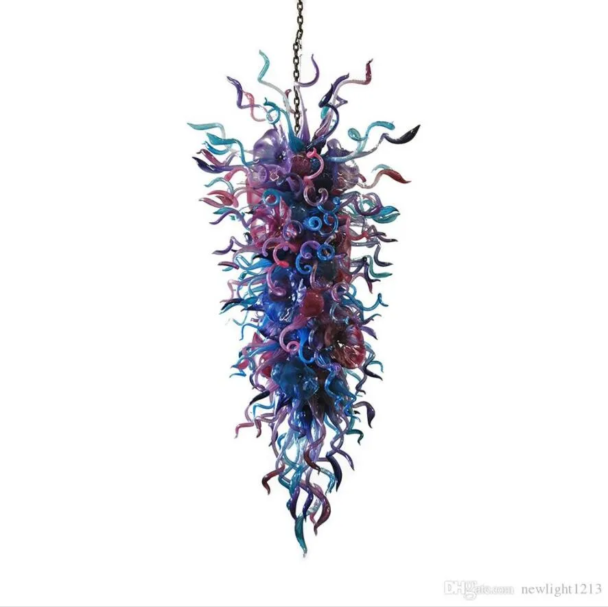 Free Shipping 100% Hand Blown Glass Murano Art Candy Colors Chandelier Modern Home Large Chandelier Lighting