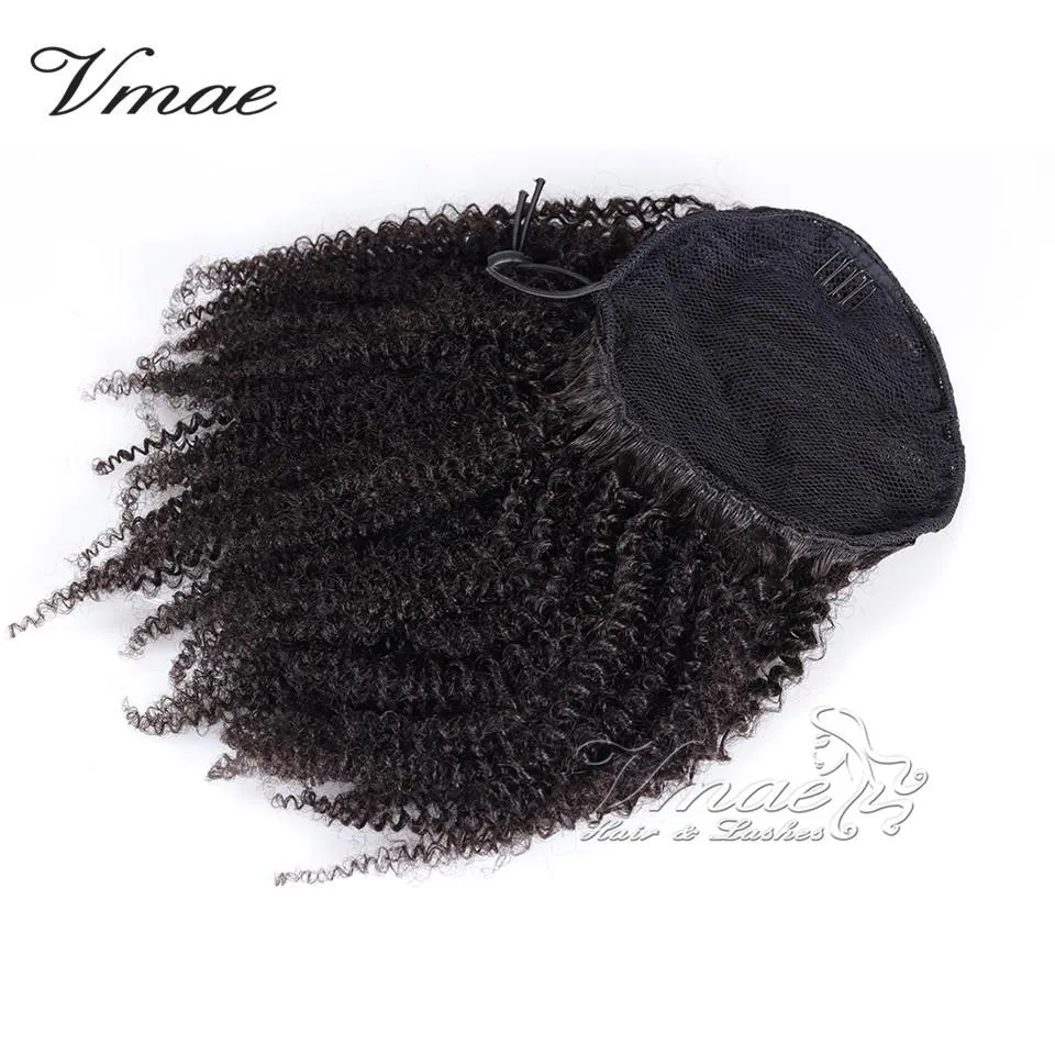 Brésilien VMAE naturel noir 100g 120g 3A 3B 3C 4A 4B 4C prêle trou serré bouclés cheveux humains cordon queues de cheval